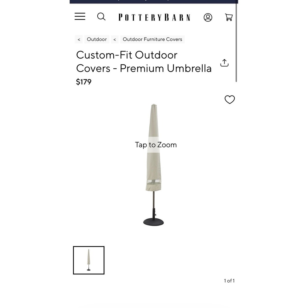 Pottery Barn Custom Fit Outdoor Umbrella Cover 9Ft Round Khaki 9055943 NEW